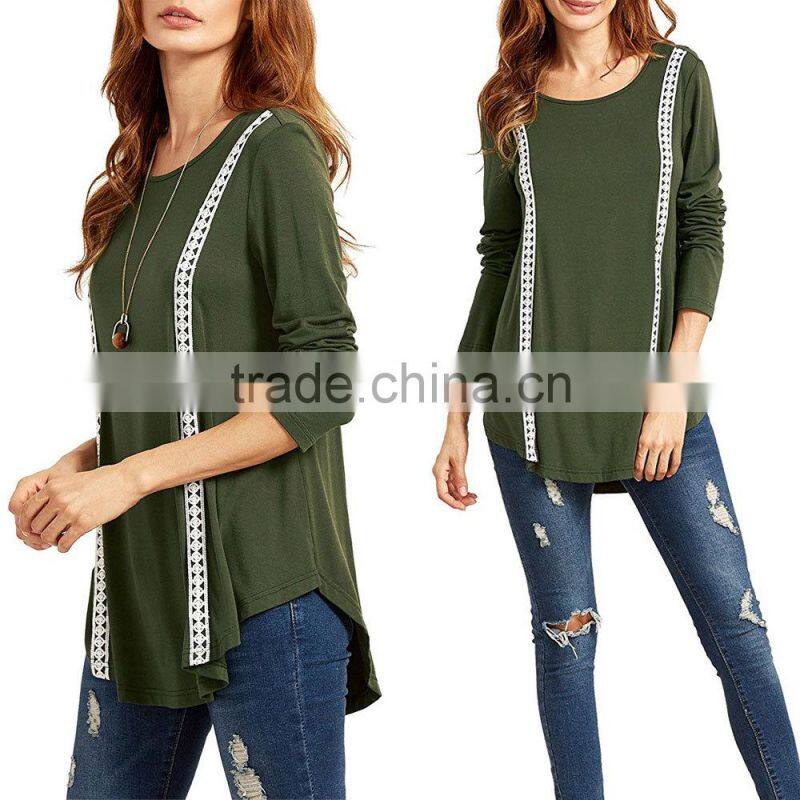 Fashion OEM elegant long sleeves knit blouse Lady plus size top for wholesale