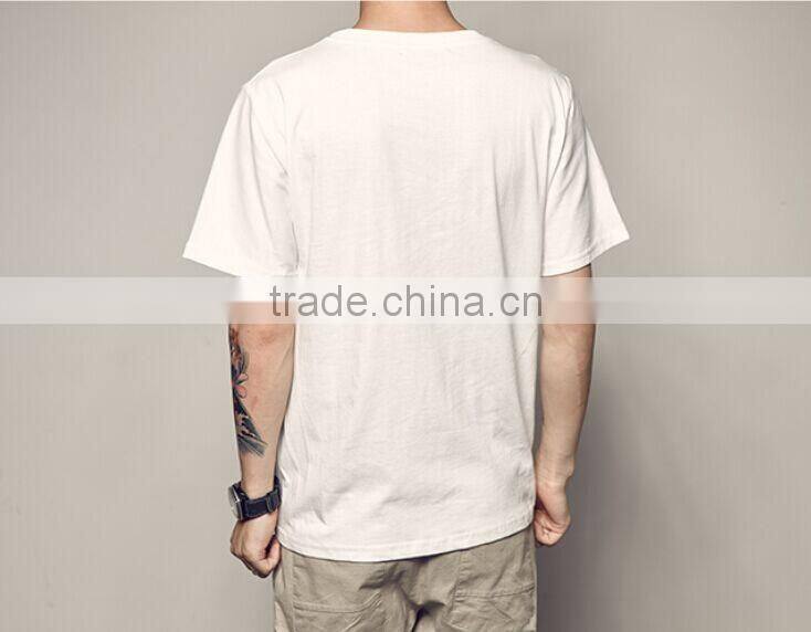 Cheap bulk custom plain thin white t-shirts with pocket