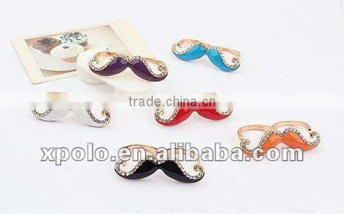 Hot Selling Popular Colorful Embed Drill Mustache Double Ring Open Finger