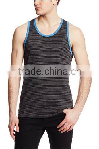 2015 wholesale men's comfortable bodybuliding Stripe jersey tank top in bulk XYT-1902