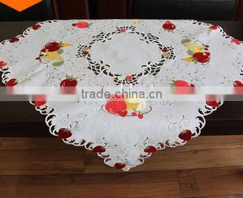 100% polyester Handmade embroidered floral tablecloth with cutwork