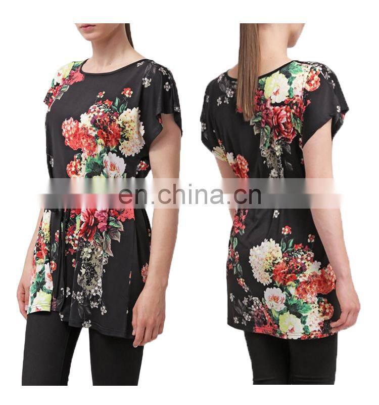 Big Flower Wholesale Tunic For Elegant Ladies Summer Wear