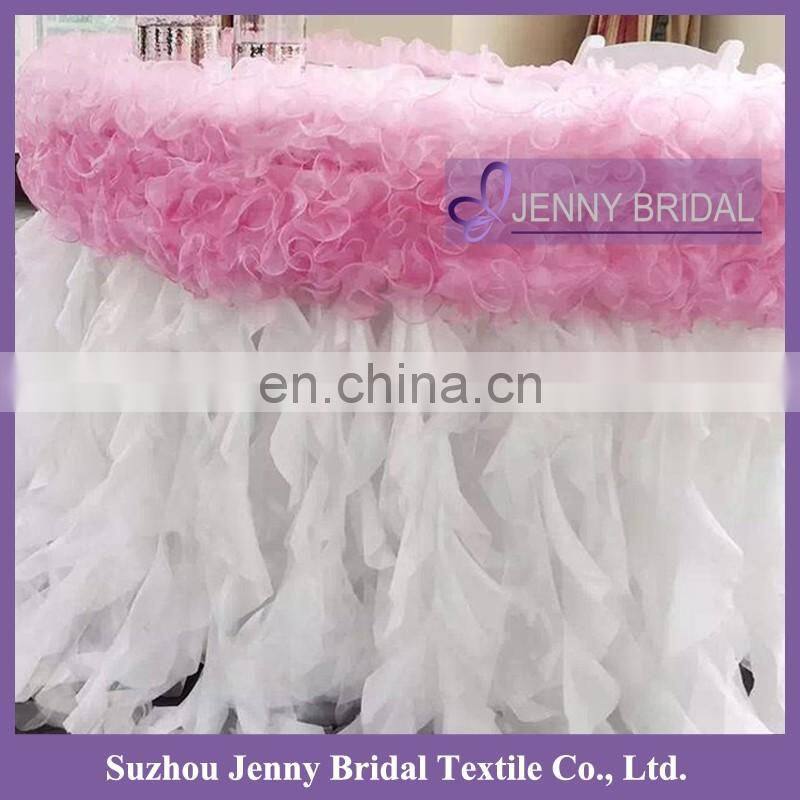 TC116A modern sweet organza decor ruffled curly willow table skirt
