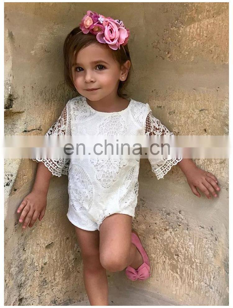 Hot sale comfortable newborn baby clothes bodysuit wholesale lace baby romper