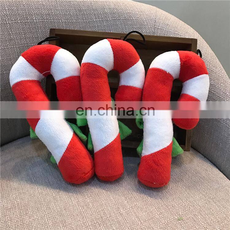 Teddy puppy molar bite-resistant Christmas candy cane dog toy squeaky pet christmas toy