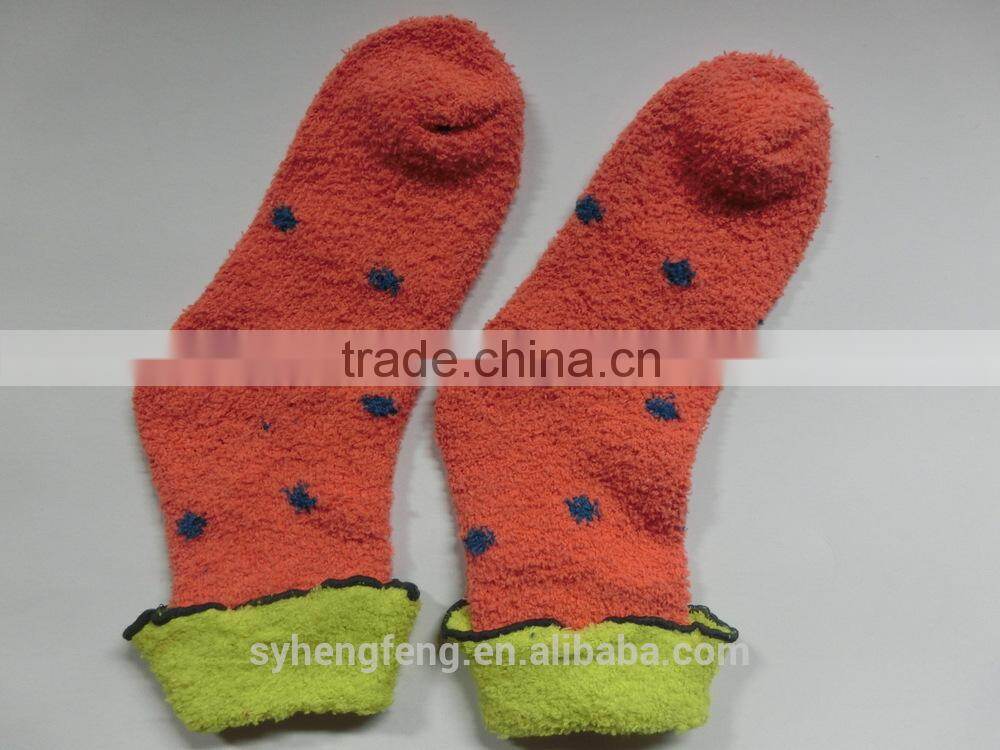 Winter long printed cotton velvet room socks