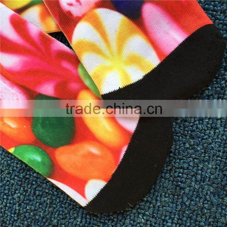 Custom High quality 100% cotton longth 3d print socks,custom knit socks