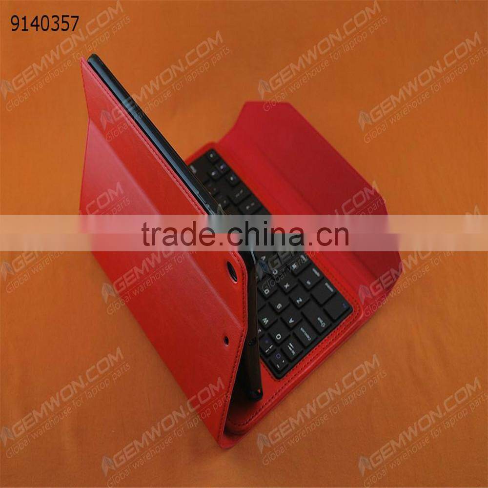 bluetooth keyboard for iPad Mini,red Plastic keyboard+ high quality PU Removable plastic keyboard with synthetic leather