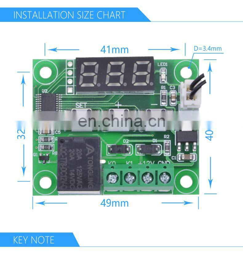 W1209 DC 12V heat cool temp thermostat temperature control switch temperature controller thermometer thermo controller