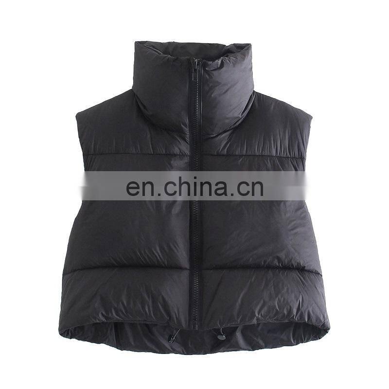 Wholesale custom LOGO ladies fall/winter stand-up collar padded down cotton vest vest sleeveless waistcoat plus size jacket