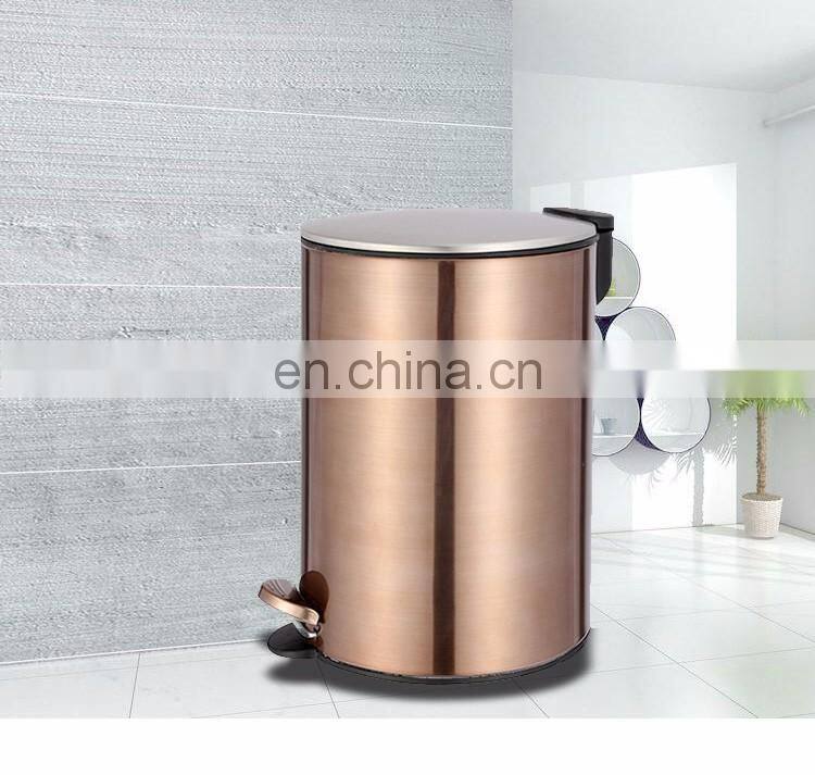 New design stainless steel round rubbish step dustbin with soft closed lid sanitary bin