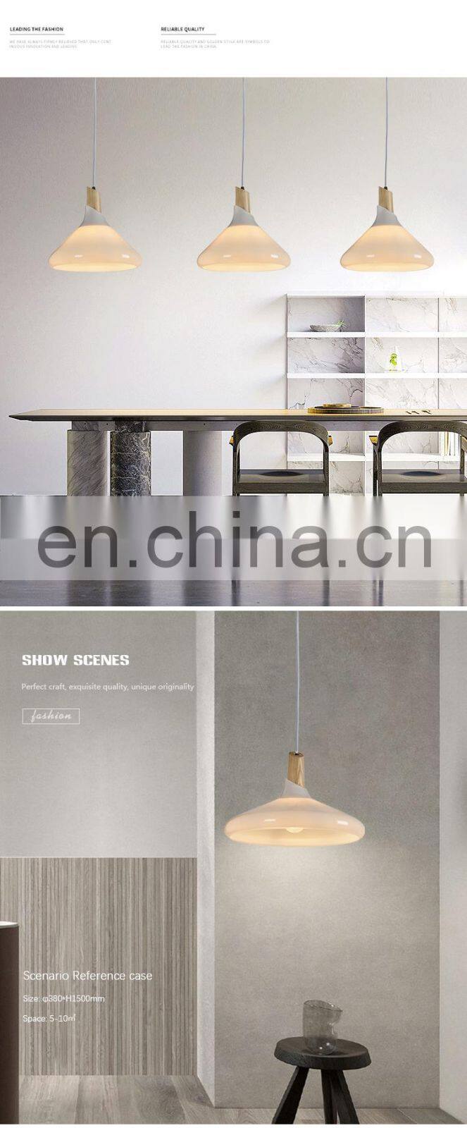 HUAYI New Design Iron Wood Glass Indoor Bedroom Living Room 60w Modern Hanging Pendant Light