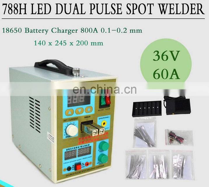 788H LED Dual Pulse Spot Welder 18650 Battery Charger 800A 0.1-0.2 mm 36V 60A