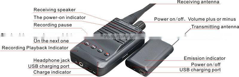 CW-04 audio Long Range 1500M Wireless Transmission Recorder