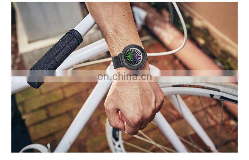 SINOBI Creative Watch For Man Colorful Vortex Dial Steel Mesh Band Quartz Watches Man Custom Logo Watch OEM S9837G