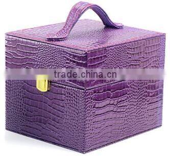 High quality purple faux leather jewelry display case for sale,purple crocodile leather jewelry box,make jewelry display case