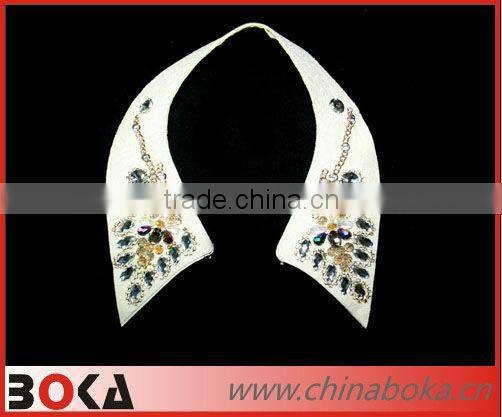 Fashion blouse fake collar decorated with rhinestones and chains