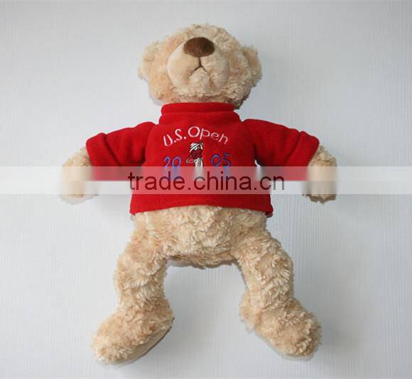 Plush Toy Bear Wearing Scarlet T shirt/Sitting high 20cm Soft Teddy Bear with Clothes/Stuffed Toy Light BrownTeddy Bear