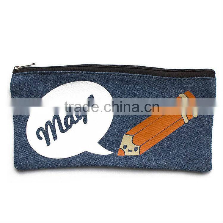 Large capacity kids personalized denim pencil bag