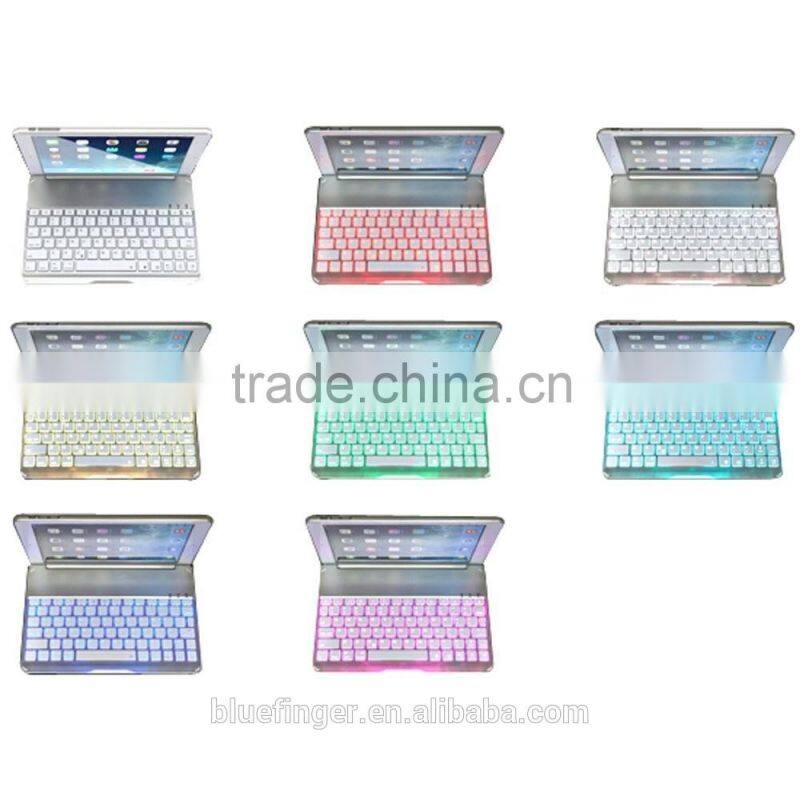 Best seller Backlit Aluminium alloy Bluetooth keyboard case for 9" Android tablet with smart cover