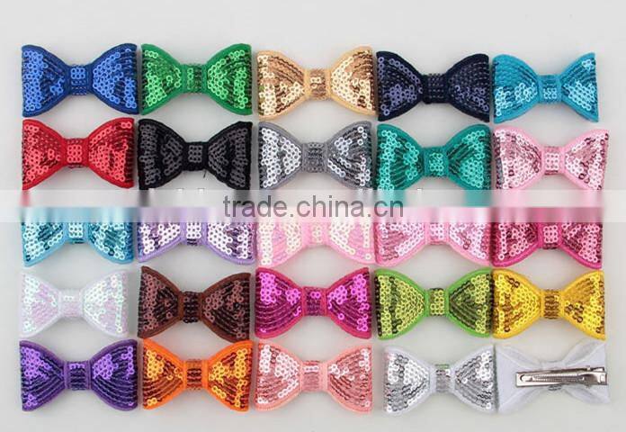 2015 New baby sequin hair bow with clip children hair accessories boutique big glitter hair bow ! CB-3667