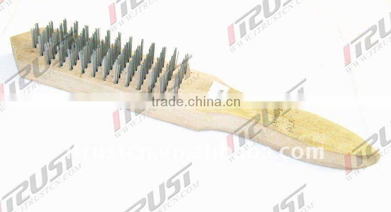 steel wire brush with wooden handle