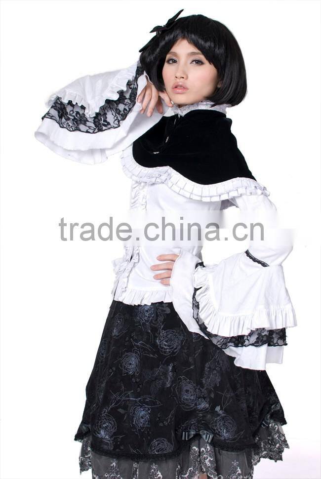 LY-018 unique black and white lolita Janpanese cosplay sweet grils shawl