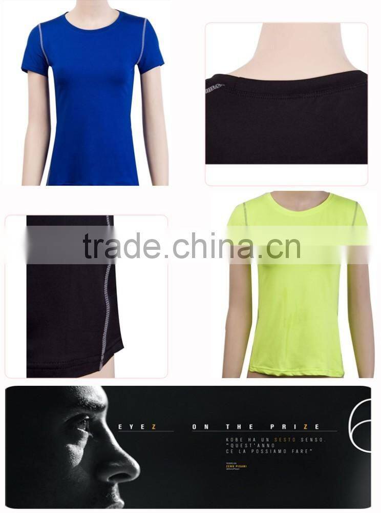 2015 New Summer Women's Fitness Sports Shirt PRO Tight Training Short Sleeve Perspiration Wicking Quick Dry 2003