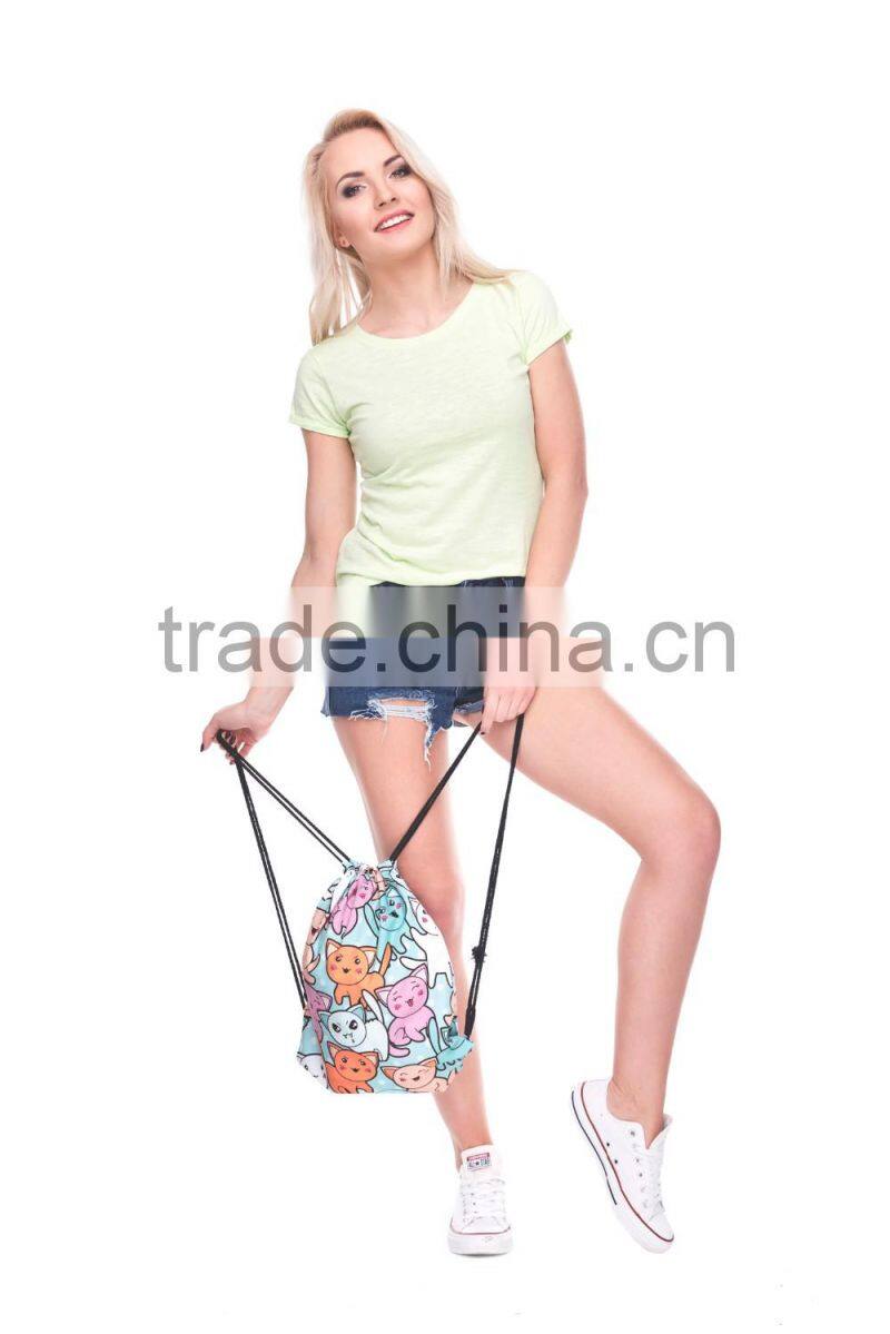 High Quality 3D Printed Cats Denim Duffel Drawstring Bag for Shoes