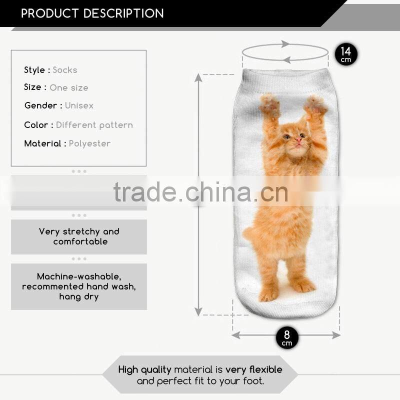 high quality bulk socks 3d digital full print colorful ankle socks unisex hot sale stretch spandex