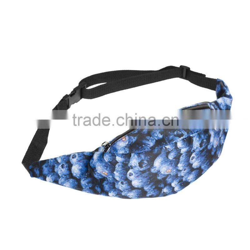 fashion runner waist pack 3d print black belt waist bag high quality wholesale wearable belt bag with zippers of pouch purses