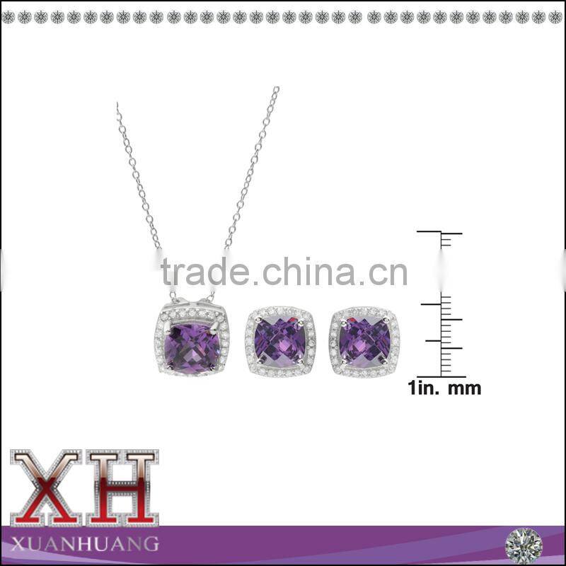 Fashion Jewelry Wholesale Silver Necklace and Earrings Set Zircon Jewelry