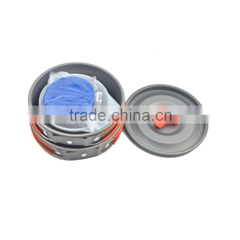 New colored Lightweight Outdoor Camping Hiking Cookware Backpacking Cooking Picnic Bowl Pot Pan Set supplier