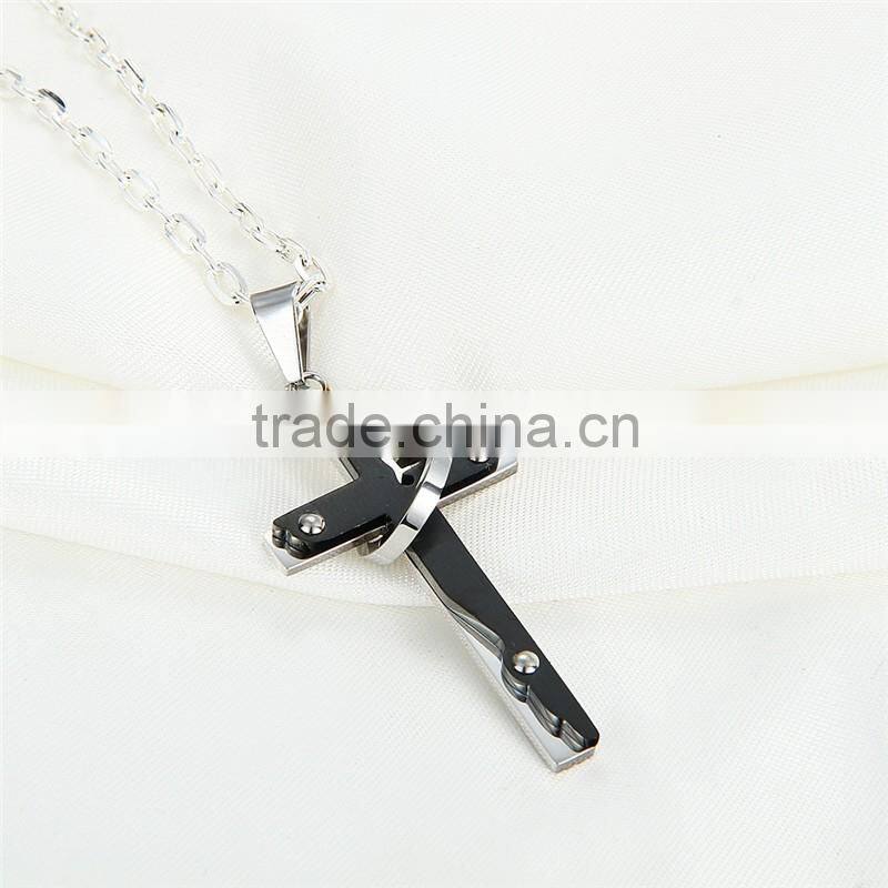 DAIHE stainless steel christian cross simple gold pendant design