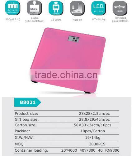 6in1 150KG DIGITAL ELECTRONIC LCD BMI CALORIE BODY FAT BATHROOM WEIGHING SCALE GLASS Scale, fat, water, muscle, calorie