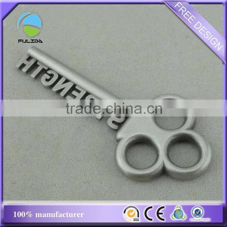 custom key shaped metal red enamel promotional pin badge