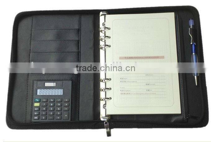 Business A5 Leather Portfolio Organizer With ring binder