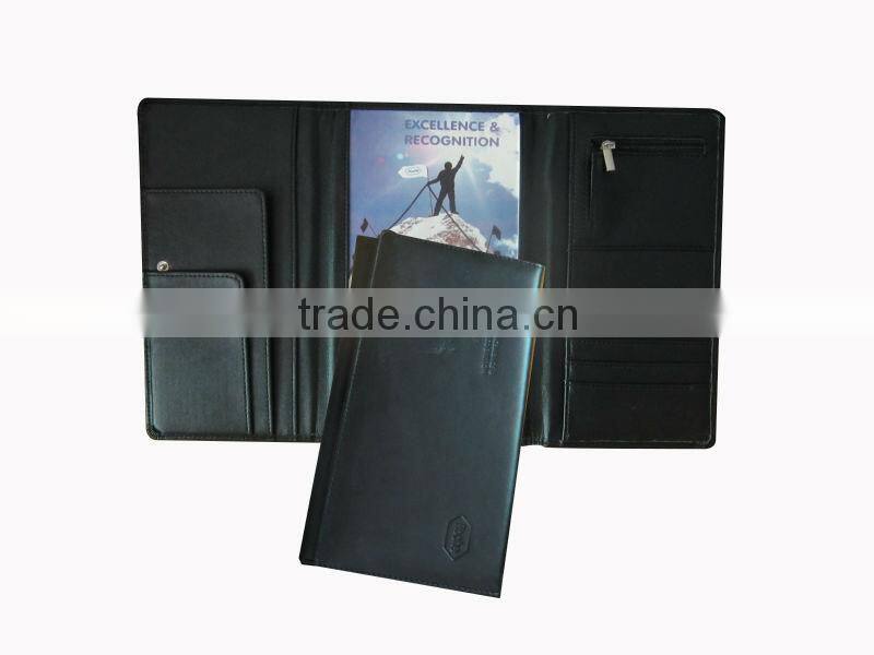 Custom Logo Zipper Leather Travel Organizer Wallet