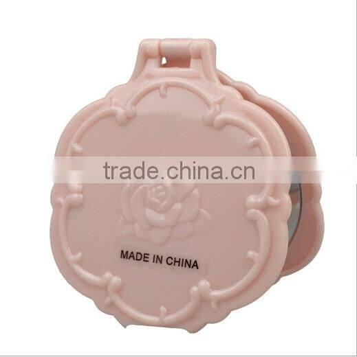 Factory directly pink flower shape plastic folding pocket mirror