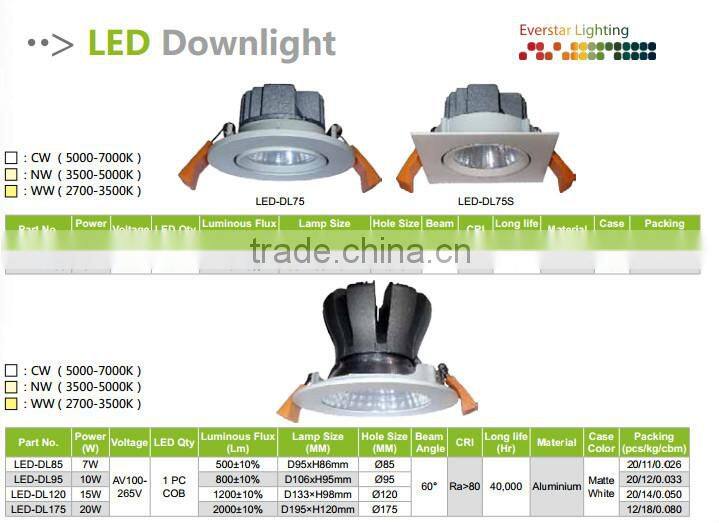 230V 5W RA > 80 210 Luminous 38 Degree 1 Pc Cob Led Downlight