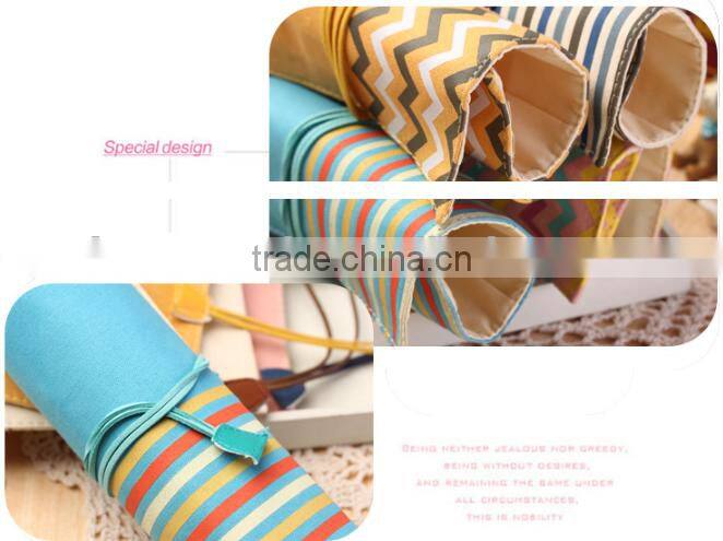 Korea style smile face roll up school pencil bag/pencil case with rope