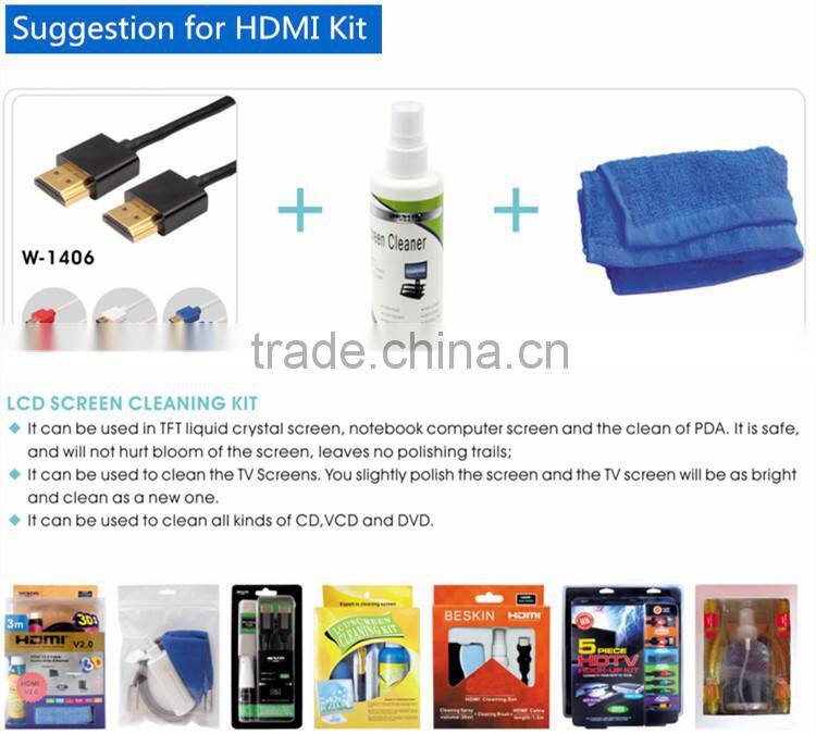 Metallic Shinning HDMI cable A male to A male with Cotton Sleeve for Blue ray DVD
