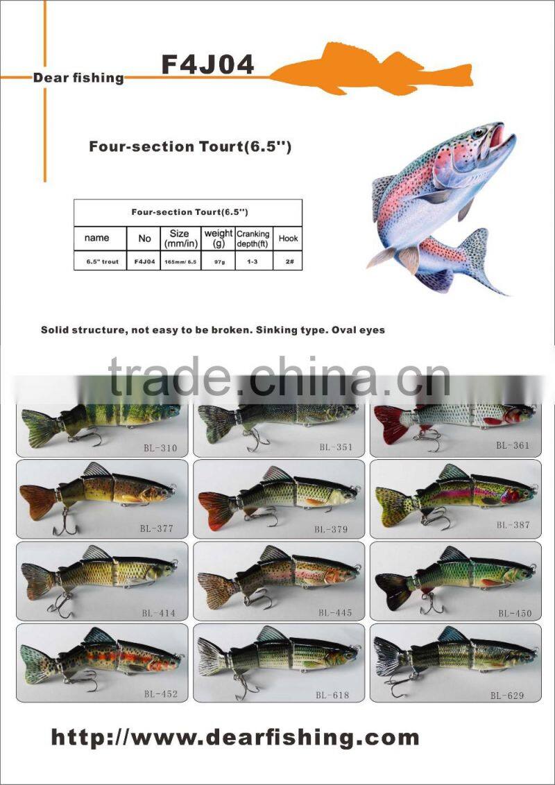 hard plastic fishing lure trout fishing multi joint lure bodied fishing lure