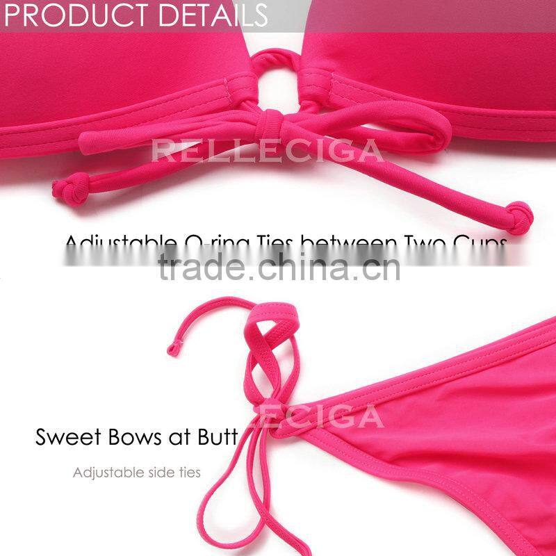 RELLECIGA 2016 Watermelon Red Push-up Triangle Top Swimwear with Adjustable Halter Strap & Brazilian Cut S