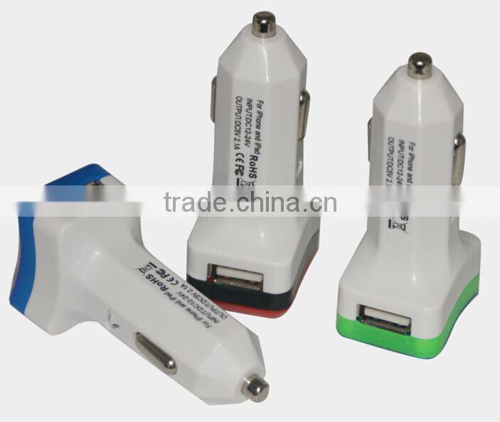 Best design 5V 2.1A 3.1A mini usb car charger adapter for Iphone Samsung