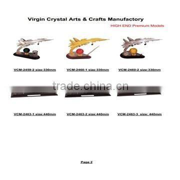 Crystal 3d modern model building with glass base /crystal model aircraft building models for office decorations