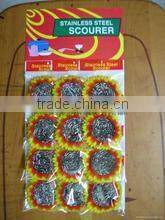 Stainless Steel Wire Sponge Metal Pot BBQ Grill Scrubber Pad Cleaner NEW