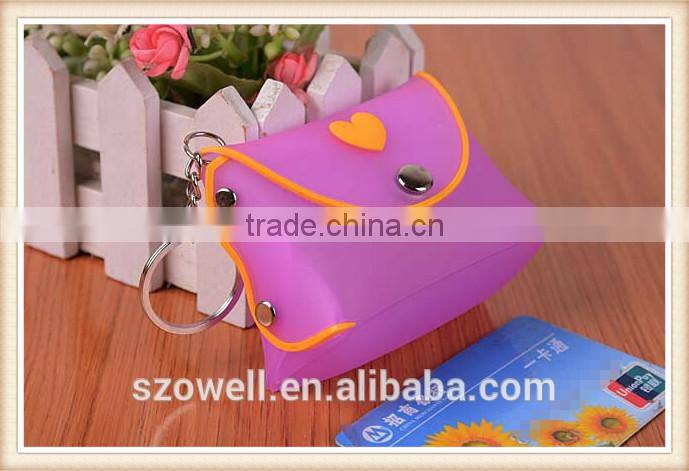 Fashion Promotional Inovative Design Crystal Dermabrasion Mini Key Ring Coin Purse