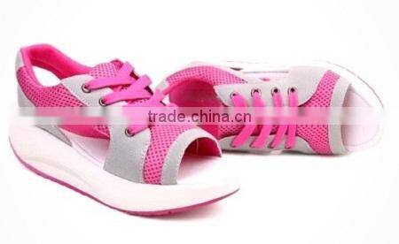 Peep-toe low cross lace up walking sport shoe