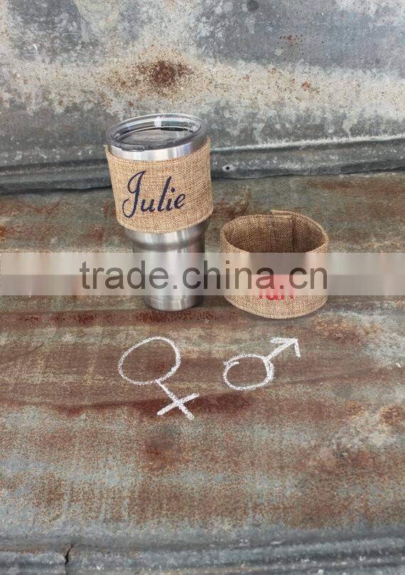 burlap can holder bags cozy wrap insulated outdoor drink holder